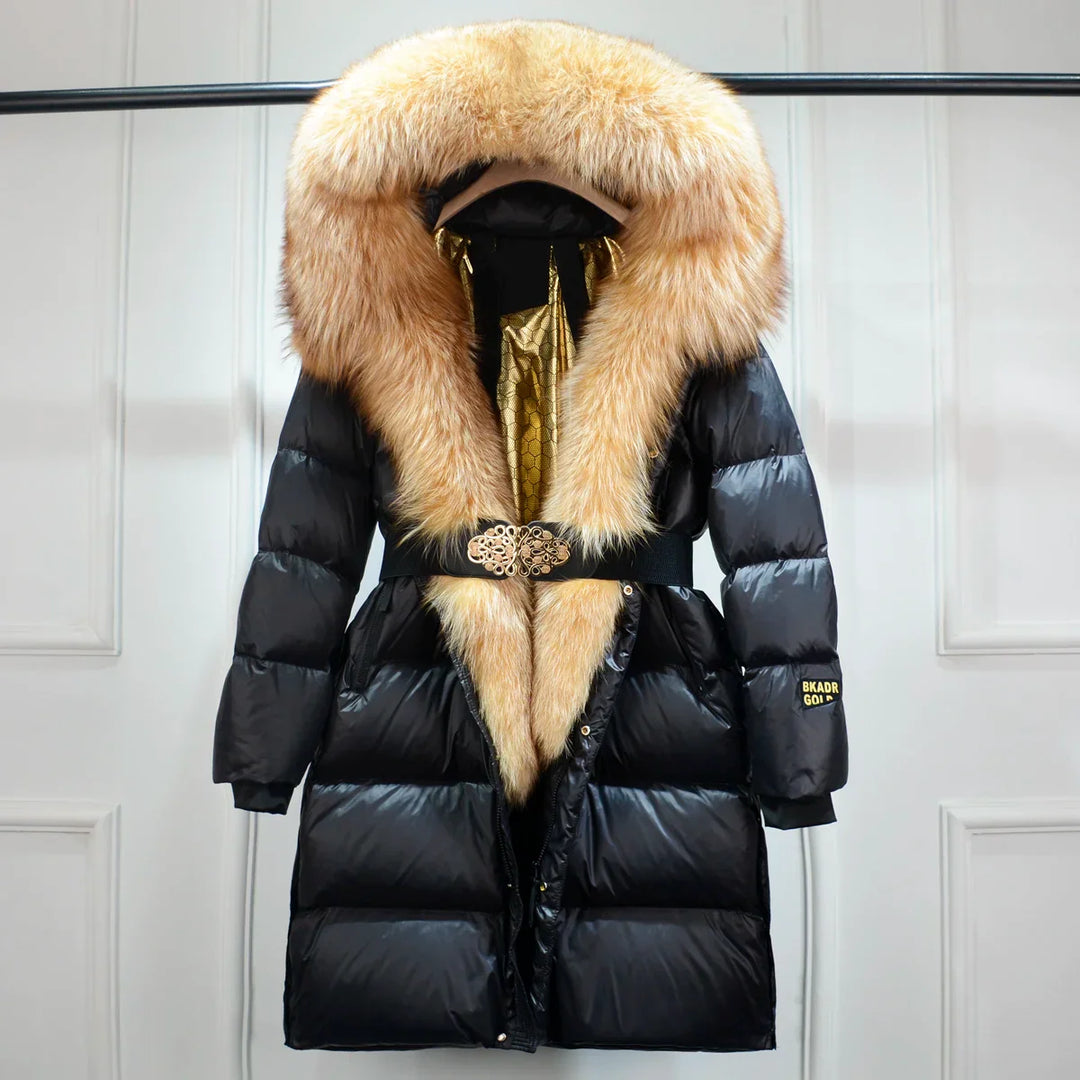 Women’s Puffer Coat with Faux Fur Collar & Belt – Warm & Stylish | Lune London