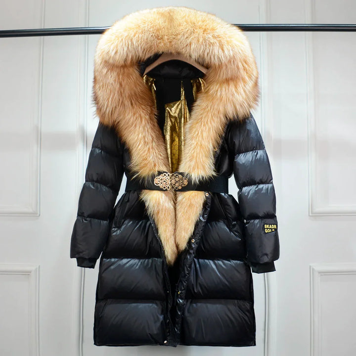 Women’s Puffer Coat with Faux Fur Collar & Belt – Warm & Stylish | Lune London