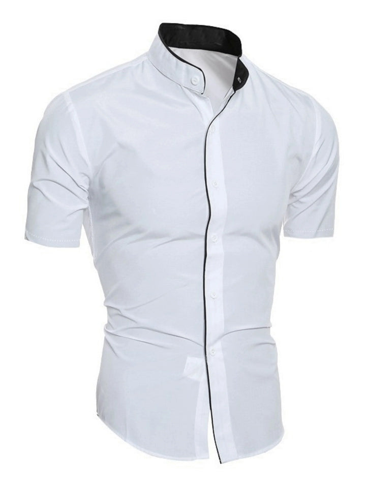 Amarae | Herren Slim Fit Stehkragenhemd Kurzarm