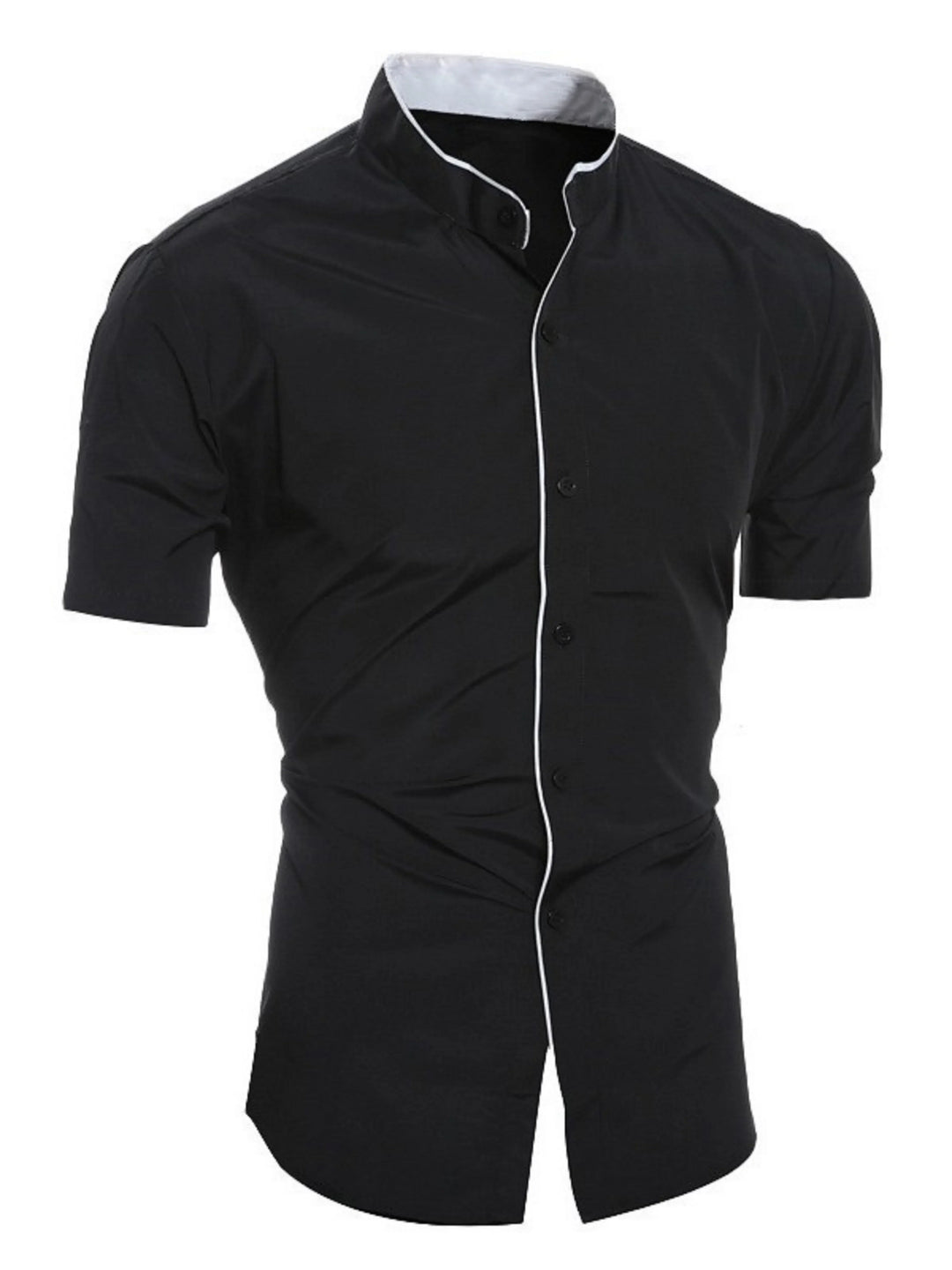 Amarae | Herren Slim Fit Stehkragenhemd Kurzarm