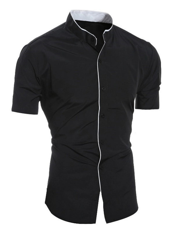 Amarae | Herren Slim Fit Stehkragenhemd Kurzarm