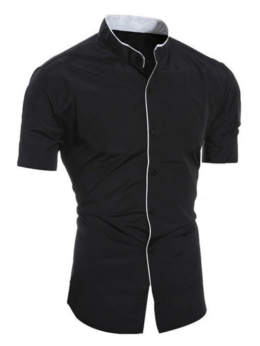 Amarae | Herren Slim Fit Stehkragenhemd Kurzarm