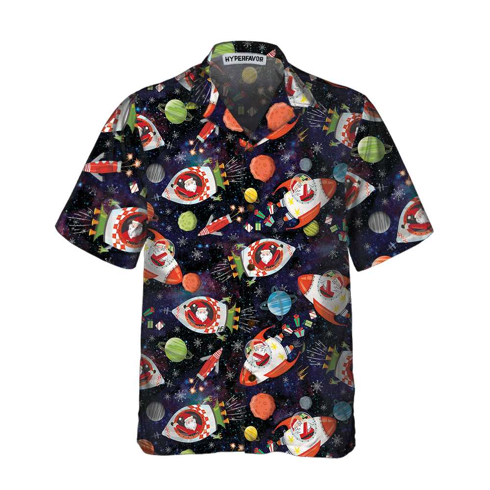 Lune London | Santa in Space Hawaiian Shirt, Fun Santa Shirt, Gift for Christmas