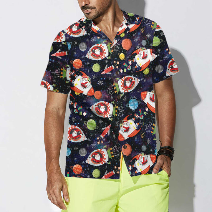 Lune London | Santa in Space Hawaiian Shirt, Fun Santa Shirt, Gift for Christmas