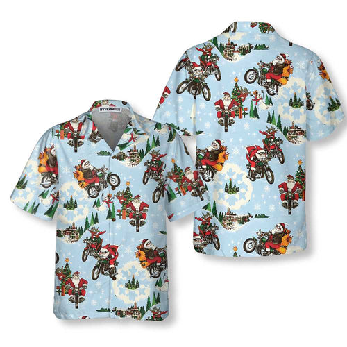 Amarae | Santa on Motorcycle Hawaiian Shirt, Fun Santa Shirt, Best Gift for Christmas