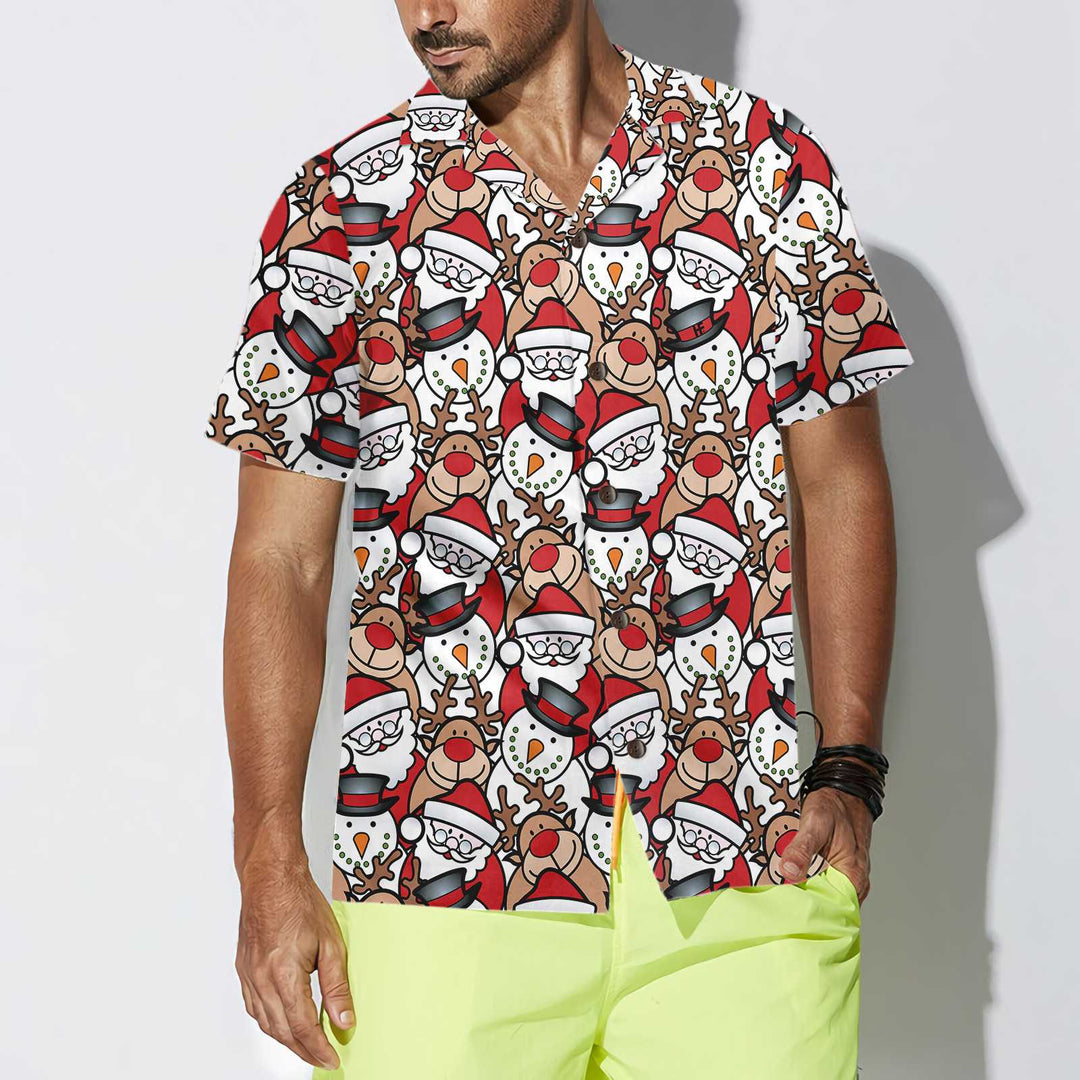 Lune London | Santa Reindeer and Snowman Hawaiian Shirt, Fun Christmas Shirt for Men, Best Christmas Gift Idea