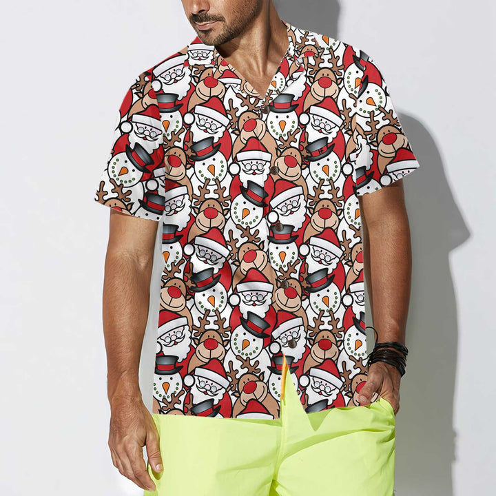 Lune London | Santa Reindeer and Snowman Hawaiian Shirt, Fun Christmas Shirt for Men, Best Christmas Gift Idea