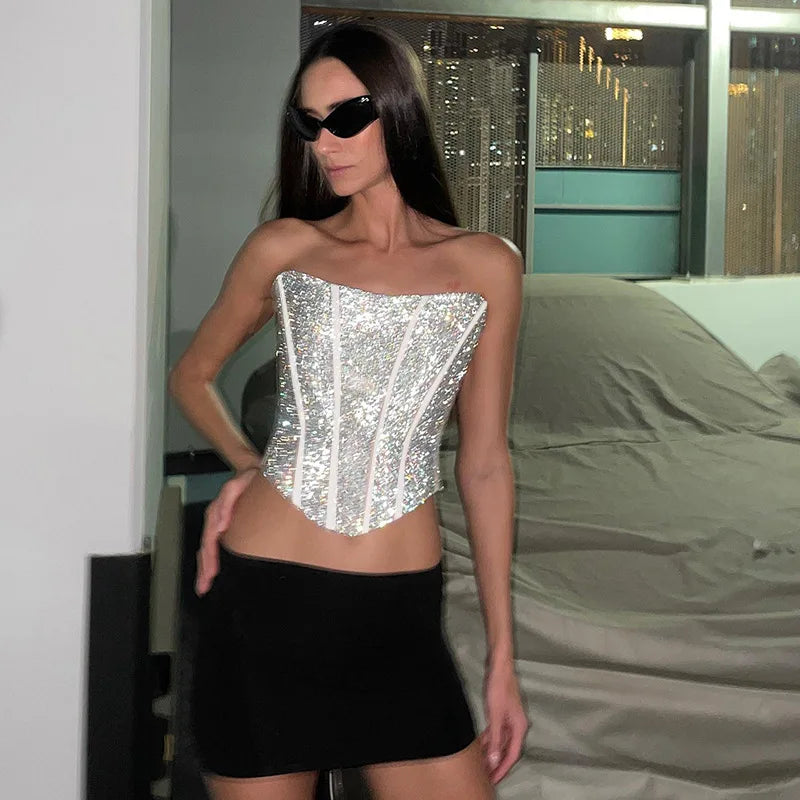 Lune London | Corset Strapless Glitter Top