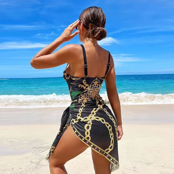 Lune London | Luxury New Two Pieces Women Bikini Set Push Up Floral Print Bikini Strappy Bandage Swimwear Brazilian Bikini Swimsuit