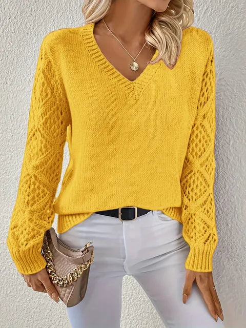 Lune London | Solid V Neck Knitted Sweater