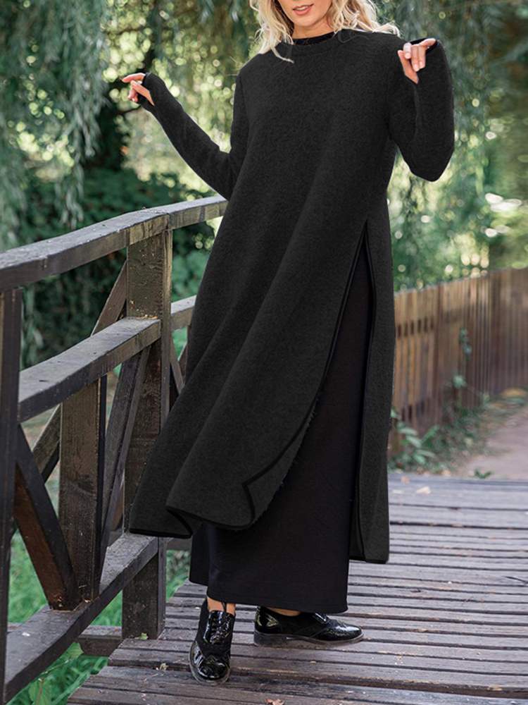 Lune London | Long Split Midi Dress In Relaxed Fit