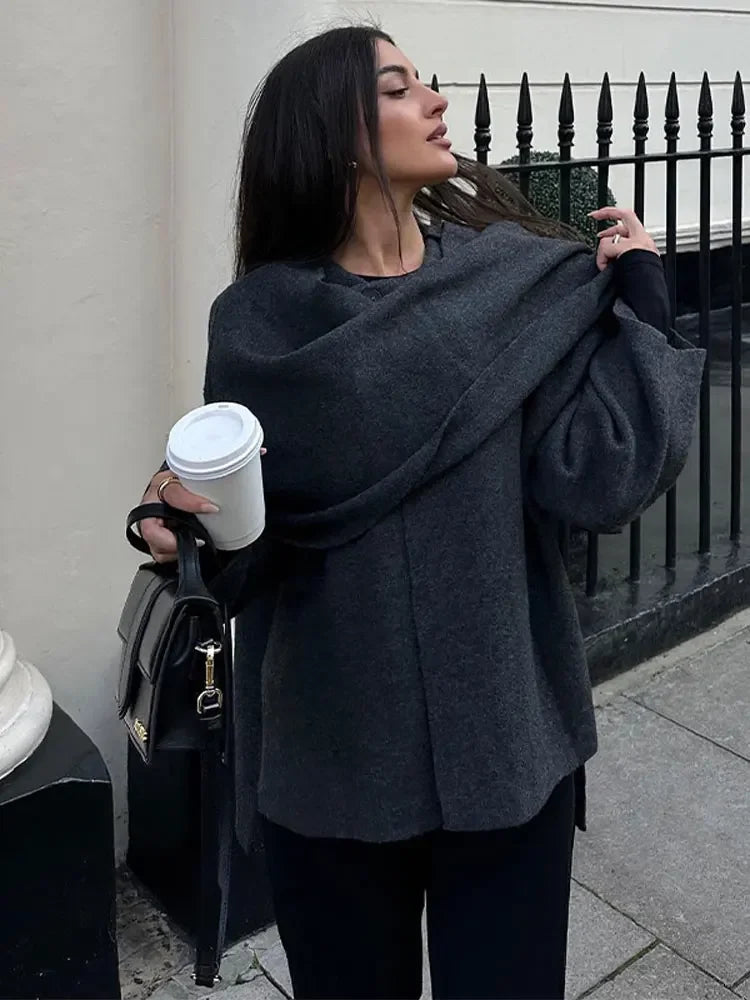 Lune London | Knit Cape Coat with Scarf
