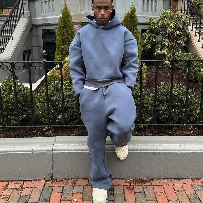 Chic Und Stil | Cotton Tracksuit Hoodie & Straight Pants 2 Piece
