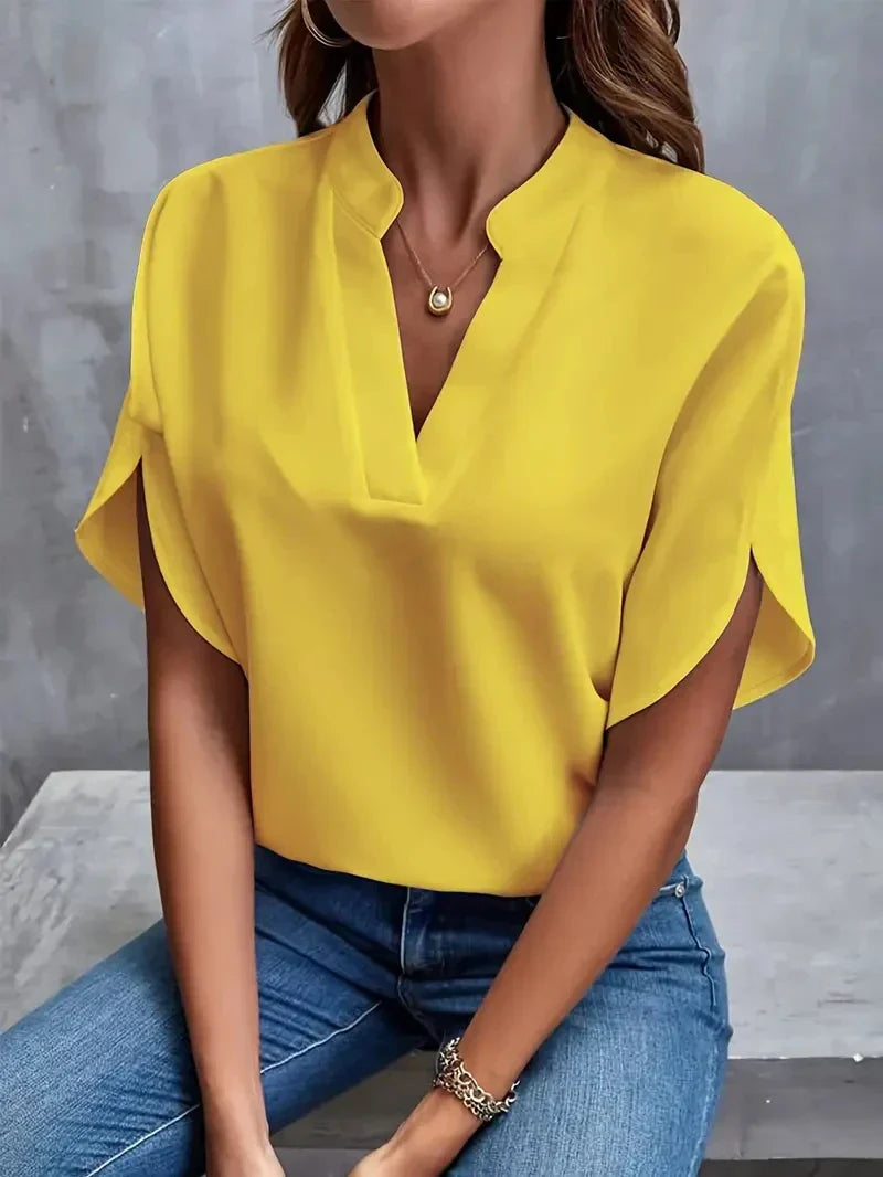 Lune London | Blouse with V-Neck and Side Slits