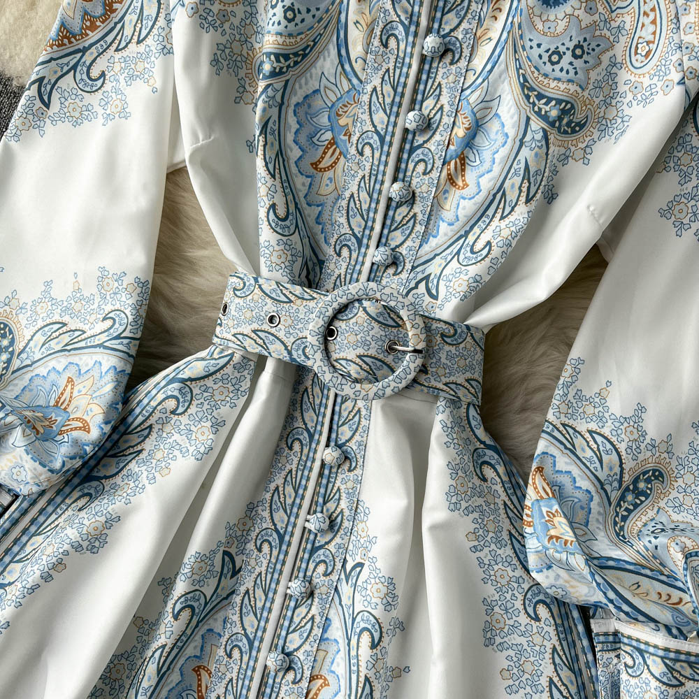 Lune London | A-Line Dress with Belt and Floral Pattern