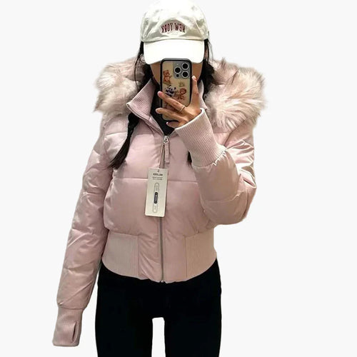 Amarae | Winter jacket with hood and fur collar - Modern and fitted transitional jacket for autumn and winter