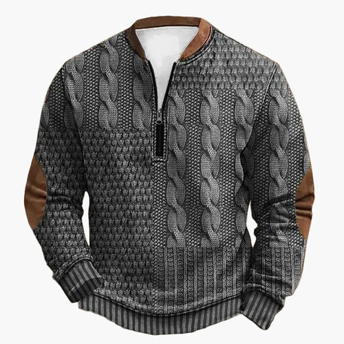 Amarae | Knitted sweater with cable knit pattern and quarter zip - Trendy casual sweater for autumn and winter
