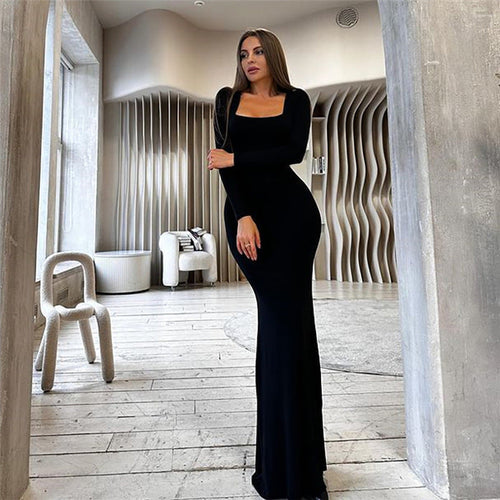 Amarae | Elegant Long Sleeve Bodycon Maxi Dress