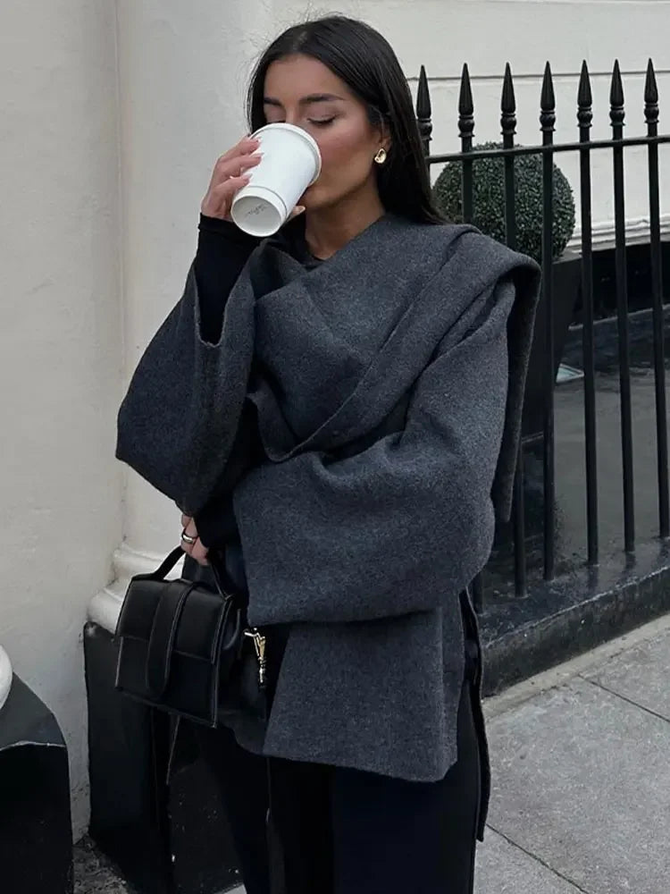 Lune London | Knit Cape Coat with Scarf