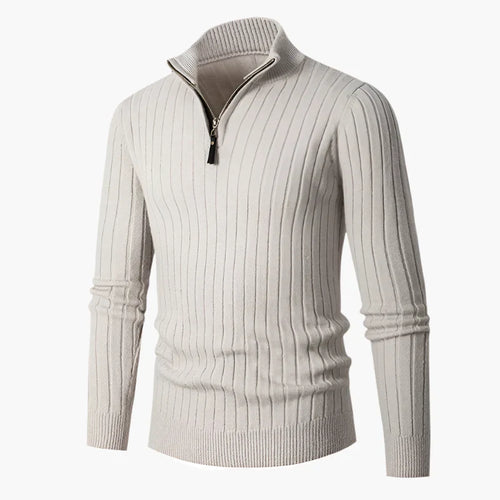 Amarae | Knit sweater with mock neck and half-zip - Elegant casual and professional look