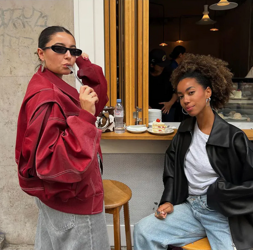 Amarae | Oversized leather bomber jacket