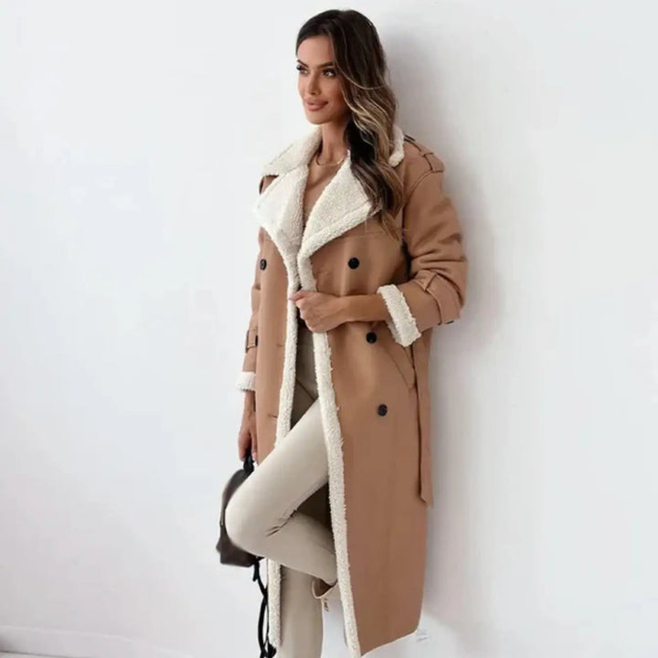 Chic Und Stil | Long Classic Jacket with Fleece Lining and Teddy Collar