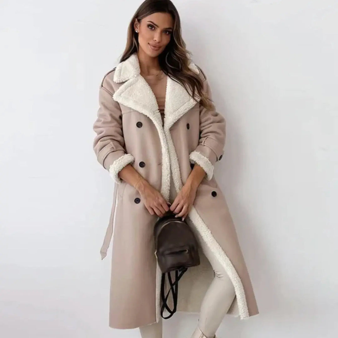 Chic Und Stil | Long Classic Jacket with Fleece Lining and Teddy Collar