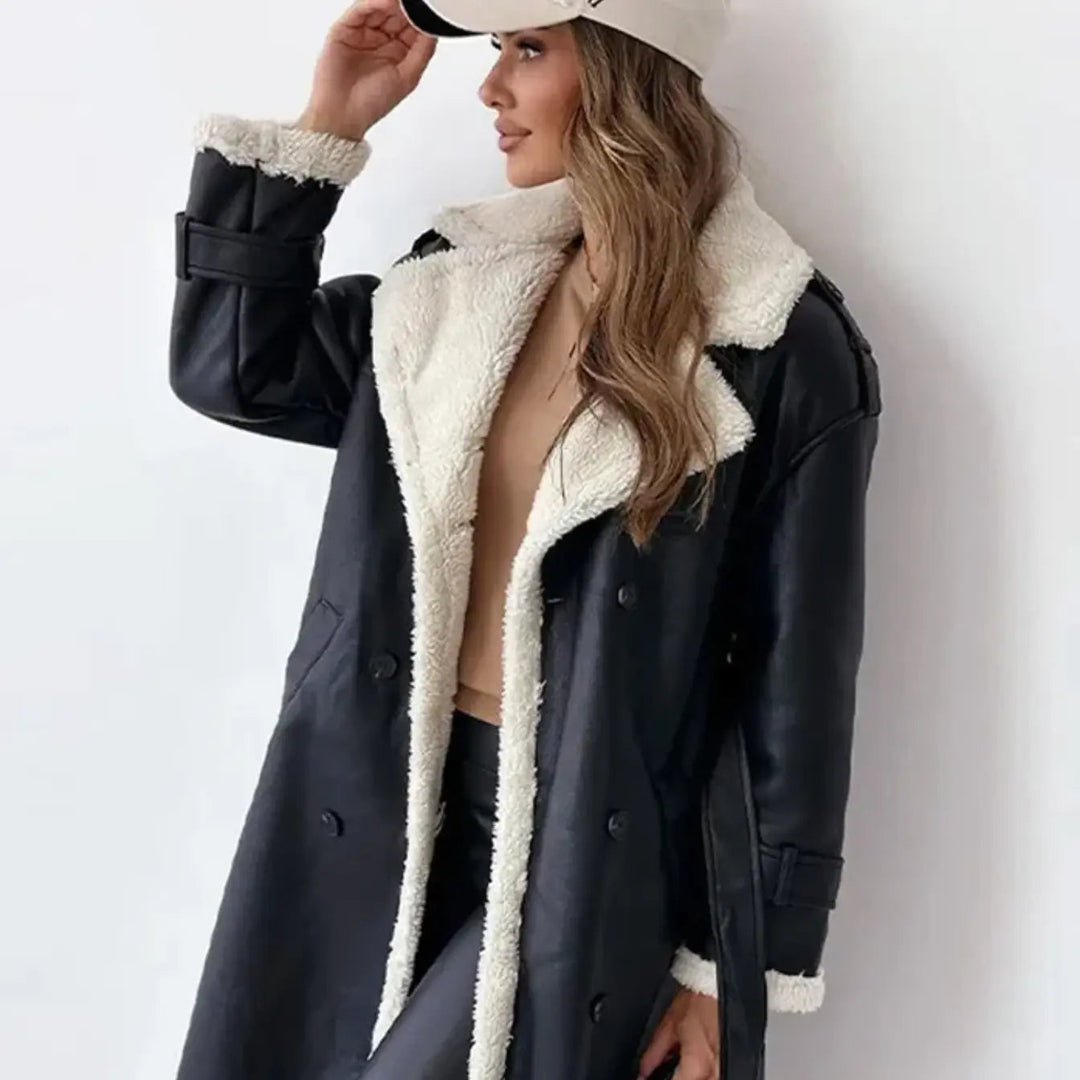 Chic Und Stil | Long Classic Jacket with Fleece Lining and Teddy Collar
