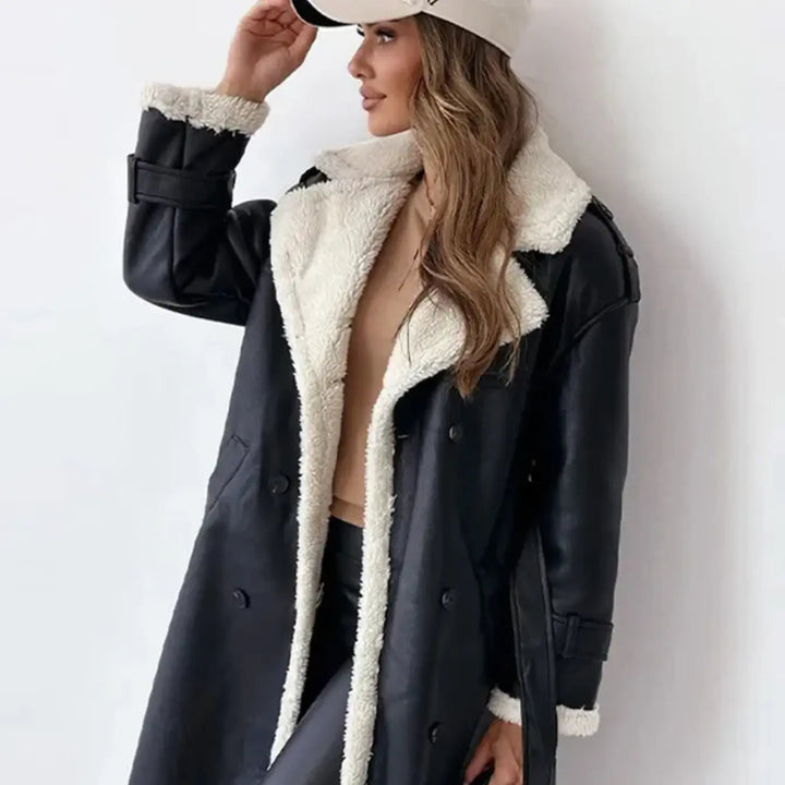Chic Und Stil | Long Classic Jacket with Fleece Lining and Teddy Collar