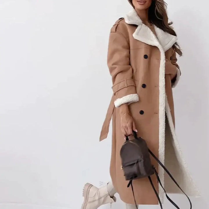 Chic Und Stil | Long Classic Jacket with Fleece Lining and Teddy Collar