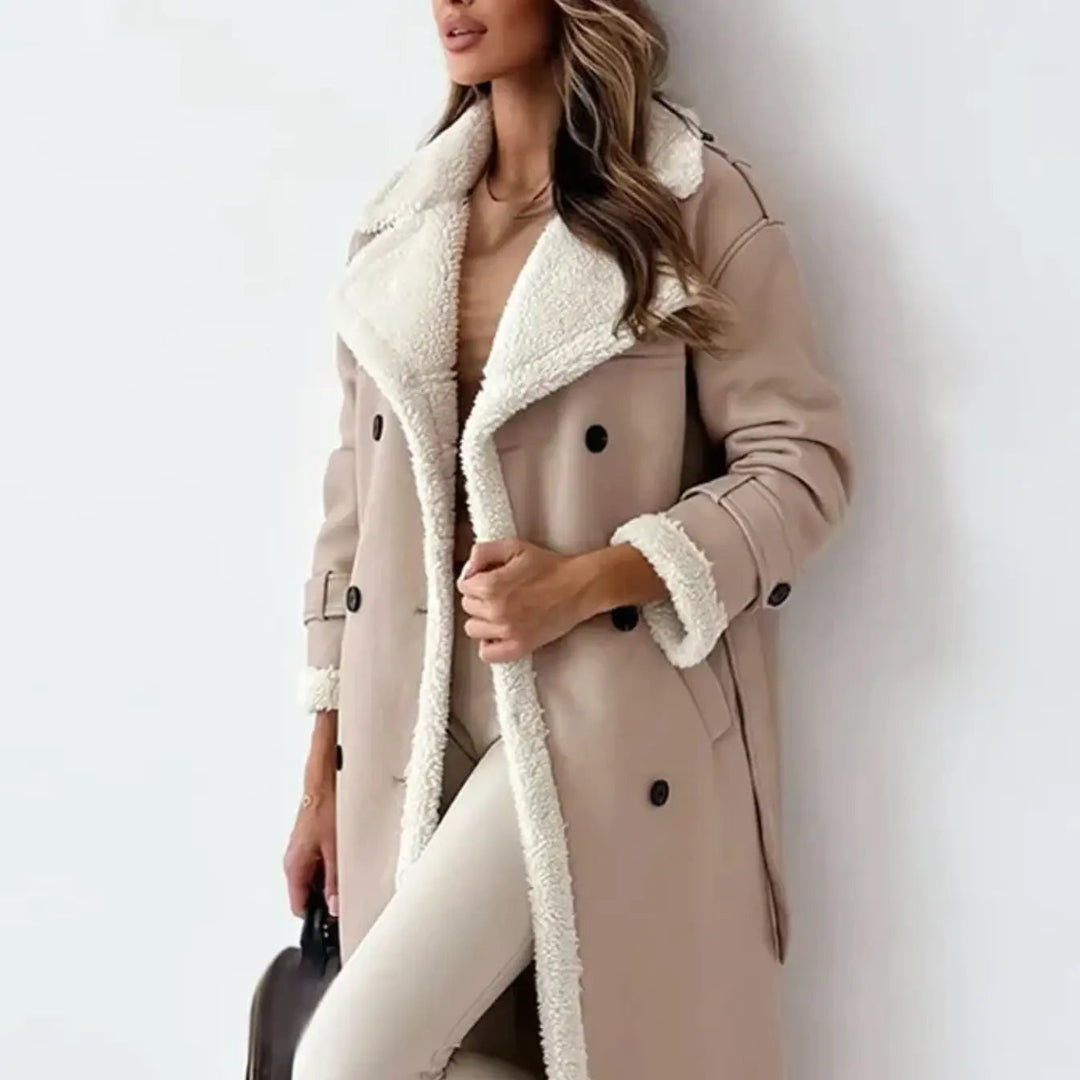 Chic Und Stil | Long Classic Jacket with Fleece Lining and Teddy Collar