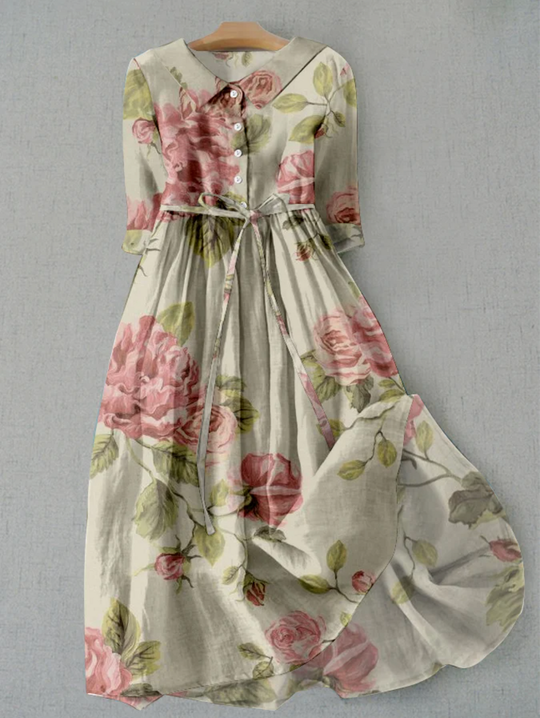 Lune London |  dress with floral pattern and button placket for women