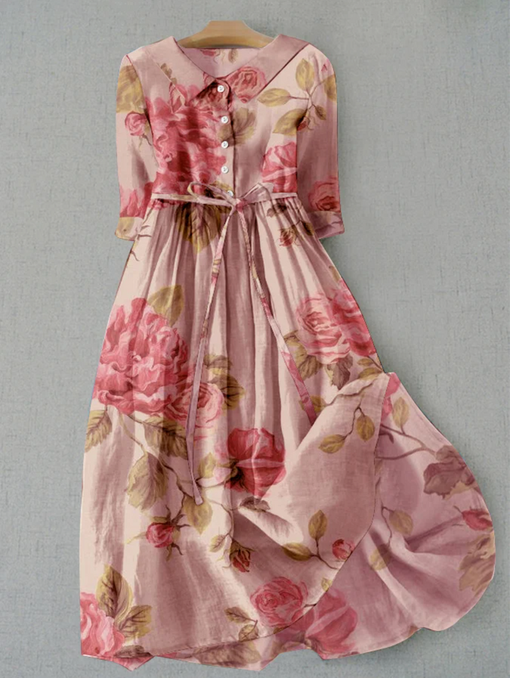 Lune London |  dress with floral pattern and button placket for women
