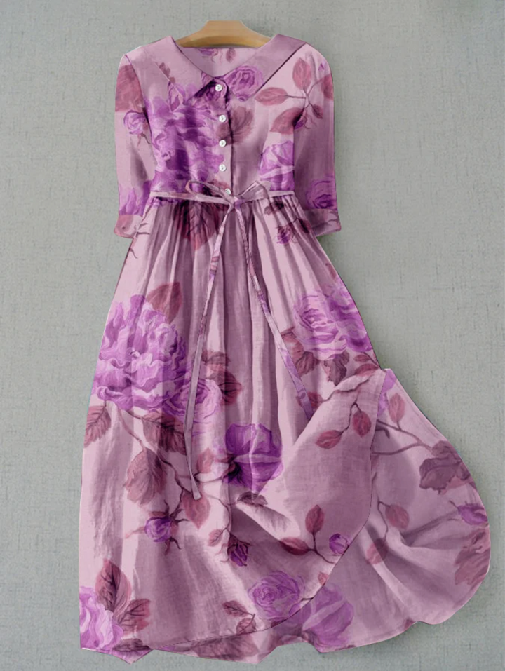Lune London |  dress with floral pattern and button placket for women