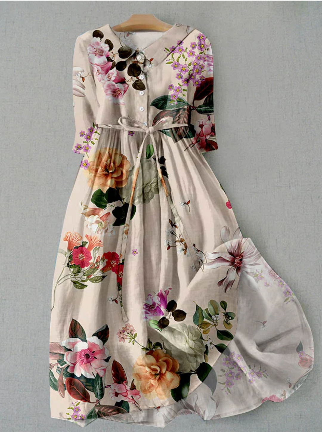 Lune London |  dress with floral pattern and button placket for women