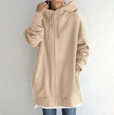 Women's hooded sweatshirt with zipper for autumn/winter