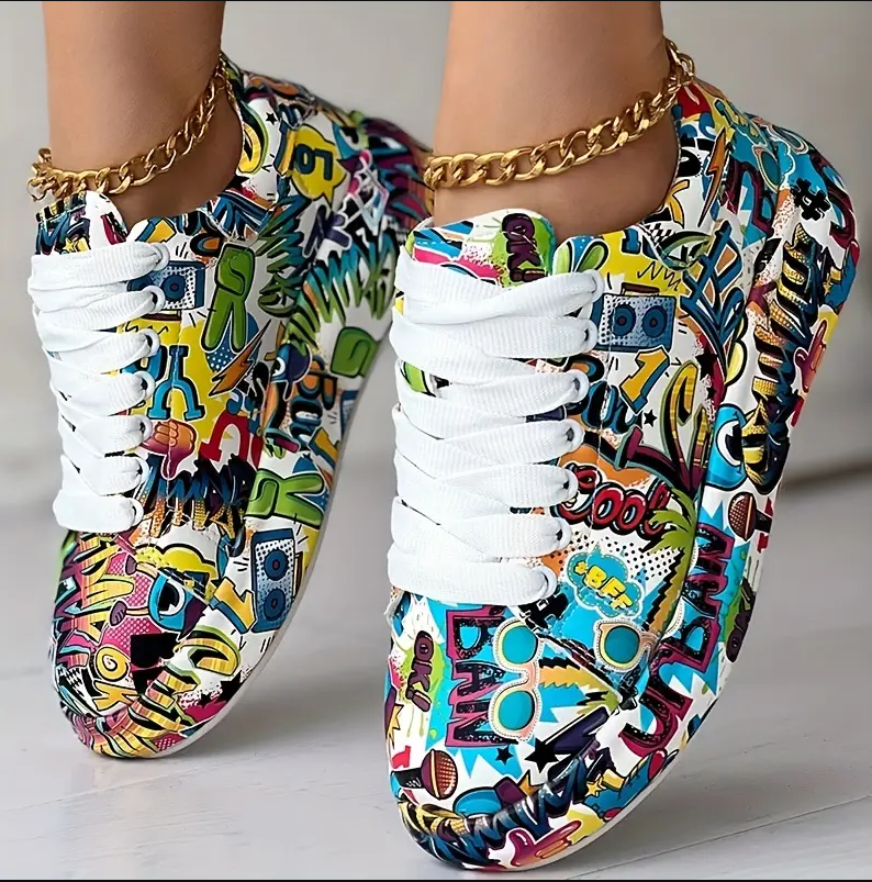 Lune London | Women's Stylish Sneakers with Graffiti Print Comfortable