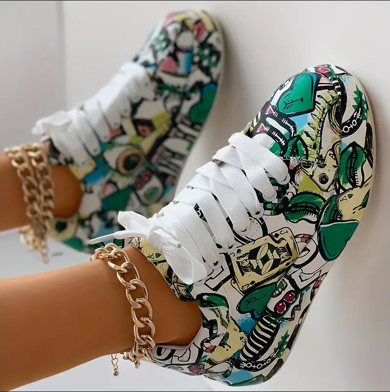 Lune London | Women's Stylish Sneakers with Graffiti Print Comfortable