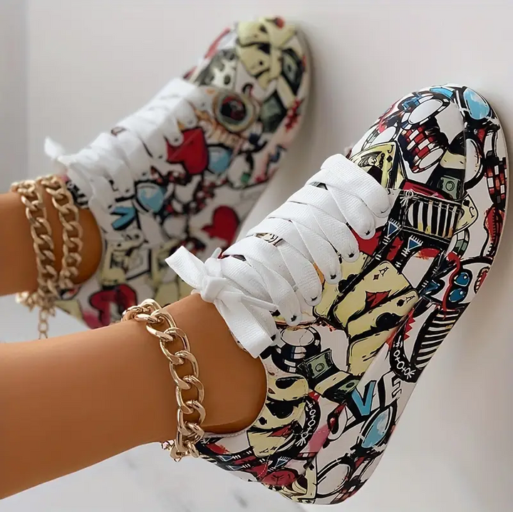 Lune London | Women's Stylish Sneakers with Graffiti Print Comfortable