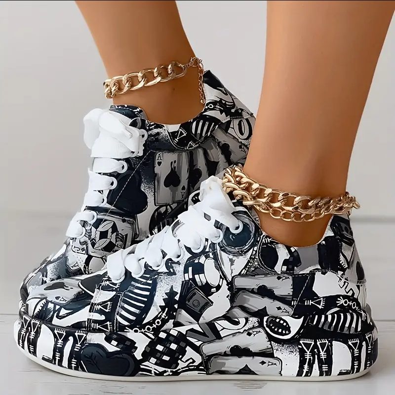 Lune London | Women's Stylish Sneakers with Graffiti Print Comfortable