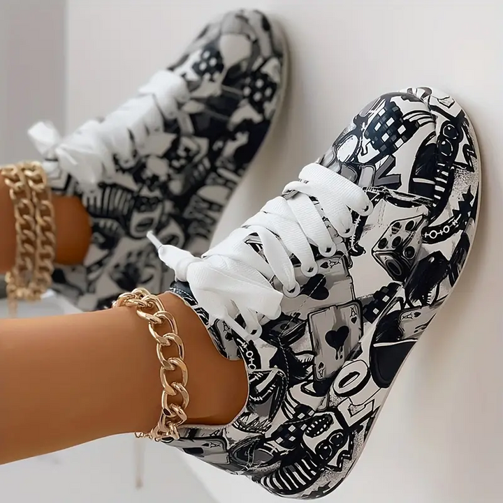 Lune London | Women's Stylish Sneakers with Graffiti Print Comfortable