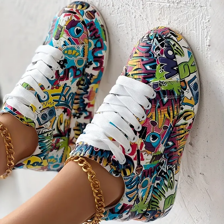 Lune London | Women's Stylish Sneakers with Graffiti Print Comfortable