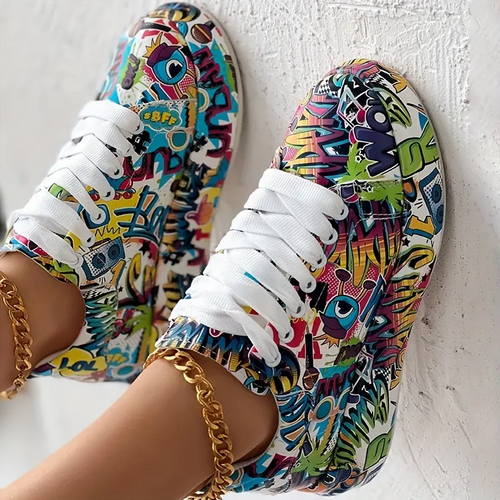 Amarae | Women's Stylish Sneakers with Graffiti Print Comfortable