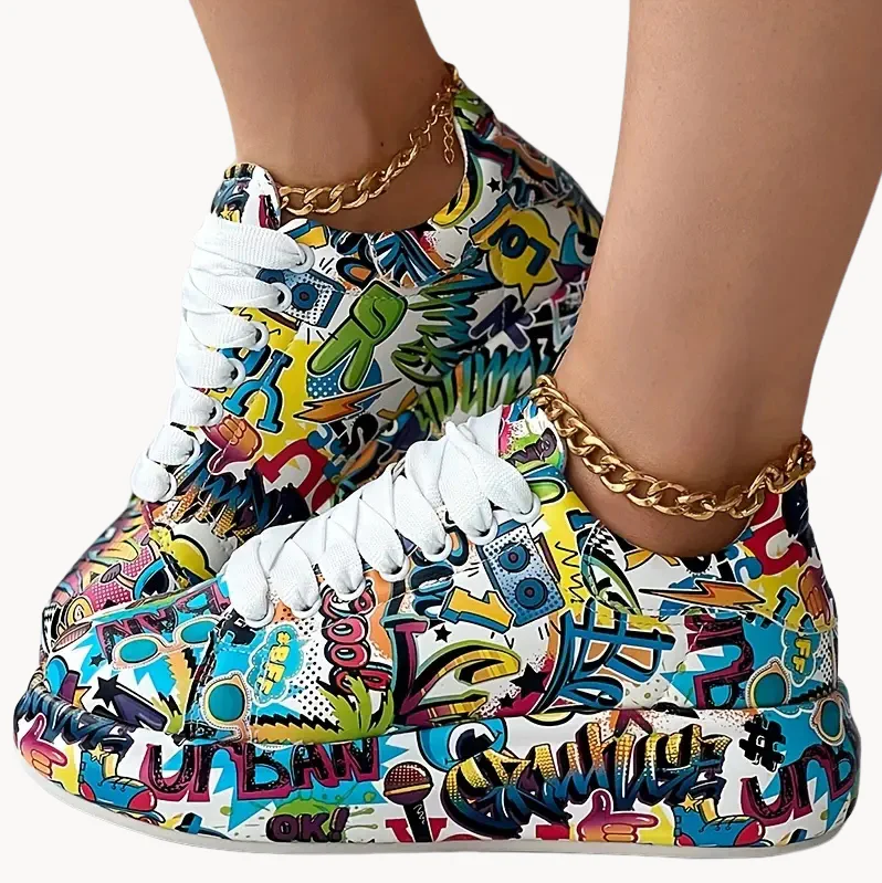 Lune London | Women's Stylish Sneakers with Graffiti Print Comfortable