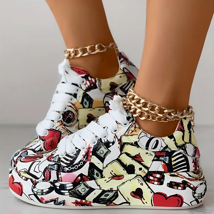 Lune London | Women's Stylish Sneakers with Graffiti Print Comfortable