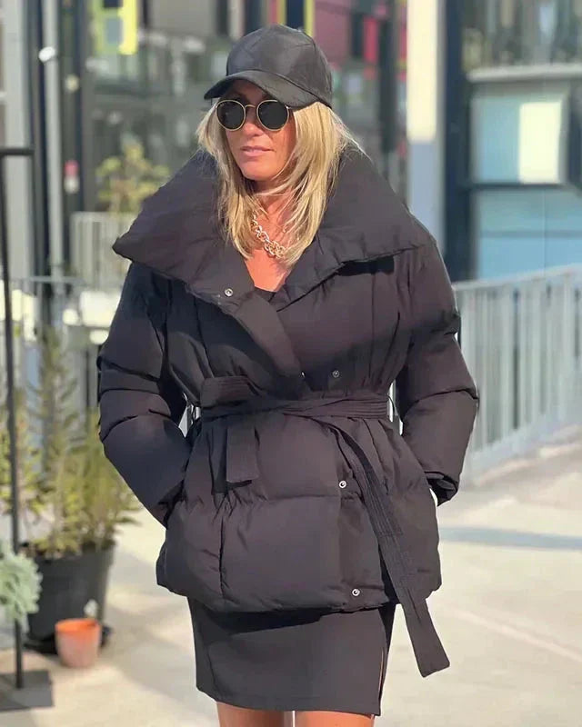 Lune London | Jacket with Belt for Women Warm Brown Jacket with Oversized Collar