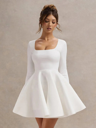 Amarae | Elegant White Mini Dress with Square Neckline