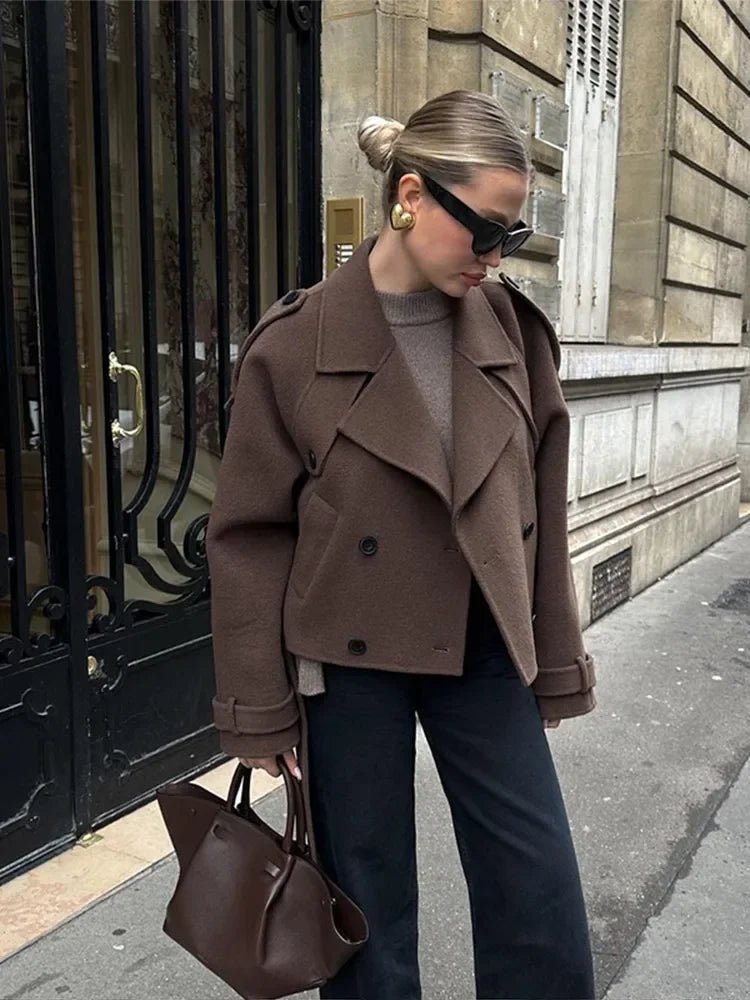 Amarae | Women's coffee wool jacket - Casual and comfortable