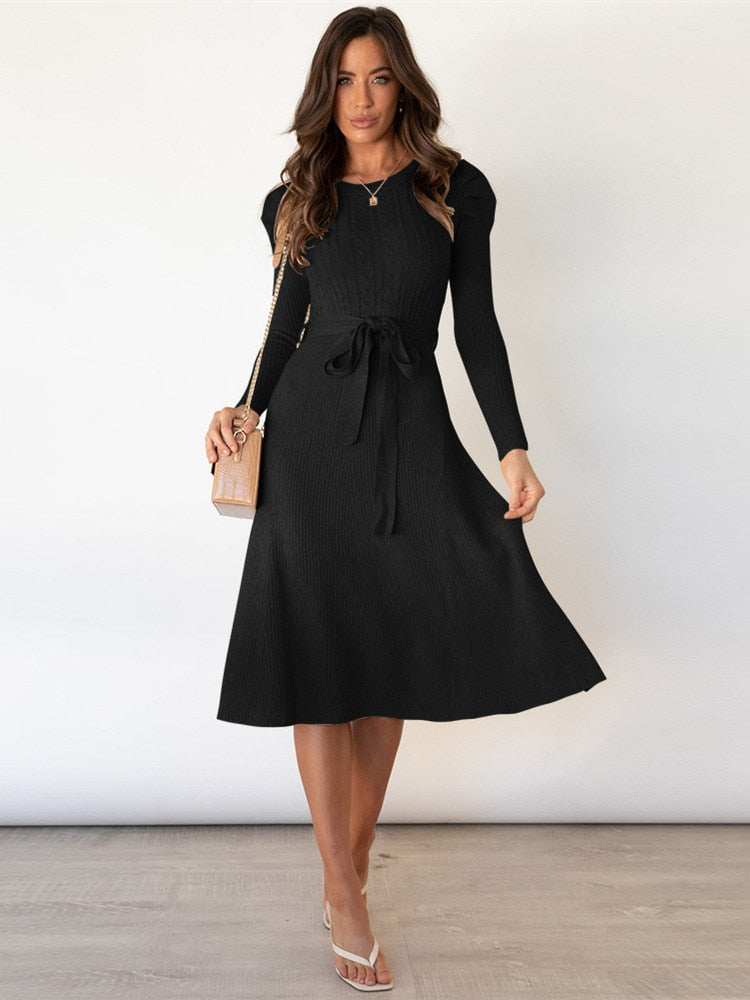 Lune London | Midi knit dress with round collar