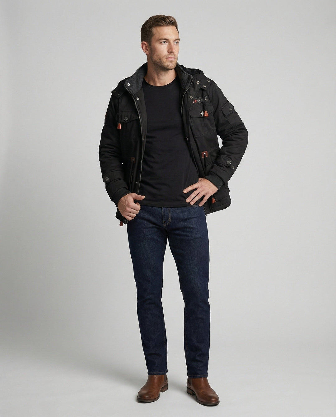 Men's winter jacket made of polyester with stylish design & warming lining | Amarae